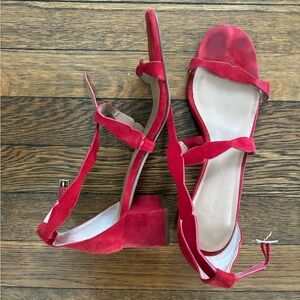 Banana republic red suede block heel sandals